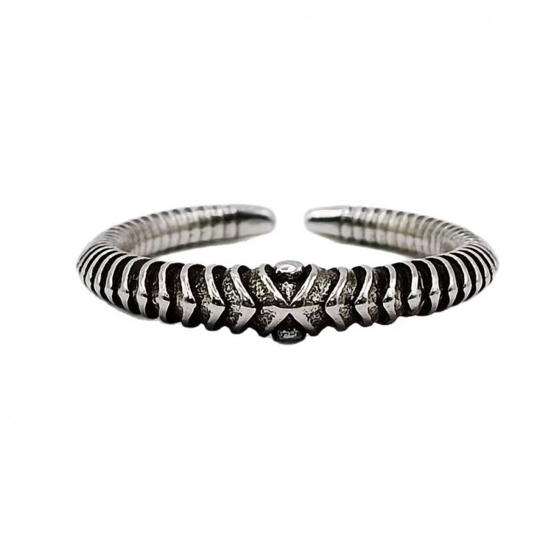 Adjustable Open Ring Women Men Vintage Spiral Texture Copper Band Geometric Retro Finger