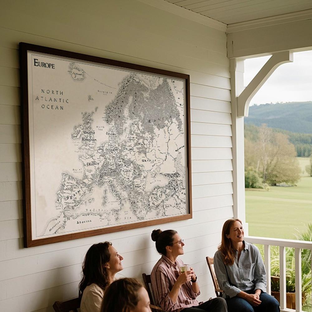 Карта Европы - необрамленная винтажная образовательная настенная живопись для домашнего офиса, декор, подарок, образовательная настенная живопись, декоративная карта