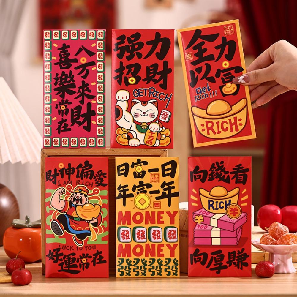 Cartoon 2026 Red Envelopes Chinese Style Money Bag Blessing Red Packet Birthday Celebration