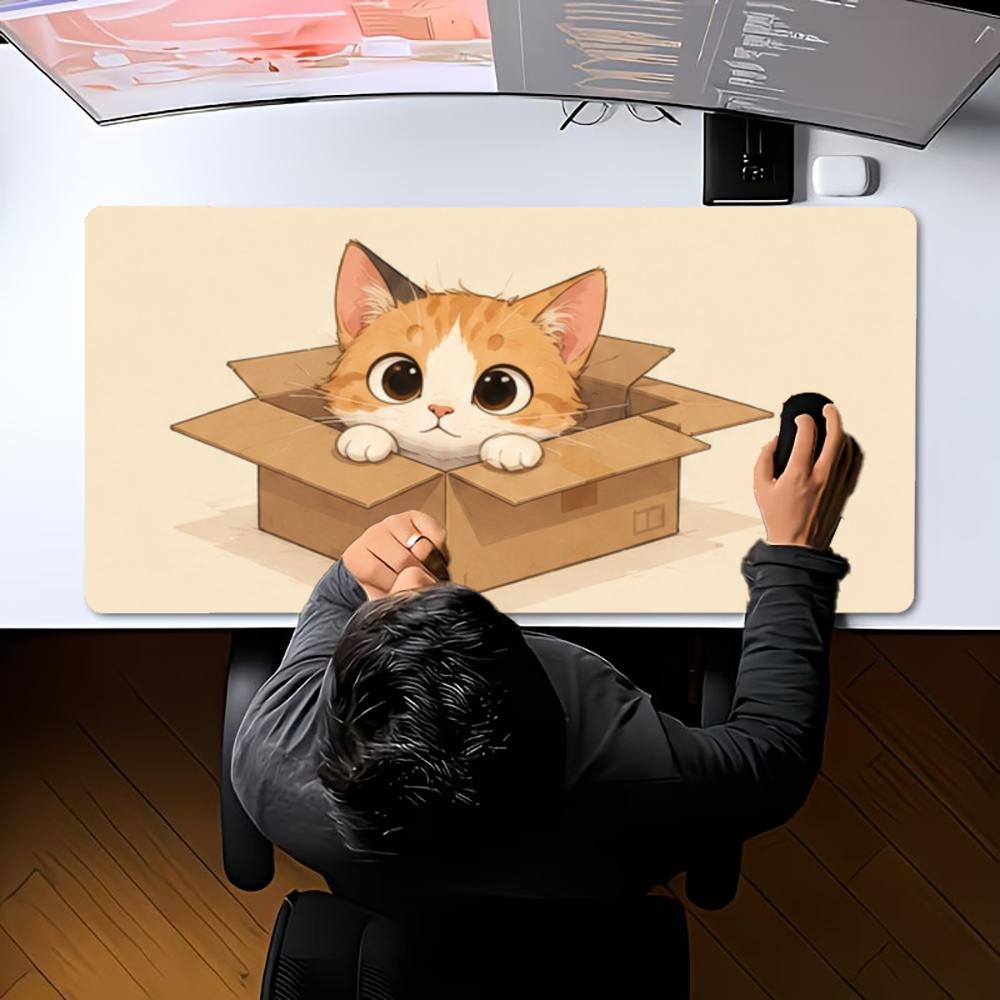 Cute Cartoon Kitten Mouse Pad Non-Slip Mat Xxl Large Gamer Keyboard Deskmat Computer Mousepad Orange Tabby Siamese Cat Art