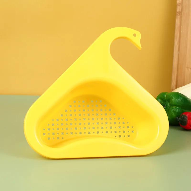 Sink Swan Drain Basket Household Punch-free Kitchen Vegetable Washing Multi-functional Pool Triangular Plastic Water Filter Rack
