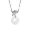 Sansheng Has Apricot Hetian Jade Necklace Female Guochao Design Sense Zircon Ginkgo Biloba White Jade Safety Buckle Collarbone Chain