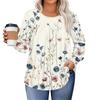Womens Plus Size Tops Long Sleeve Shirts Round Neck Flowy Tunic Casual Loose Blouse L-5X