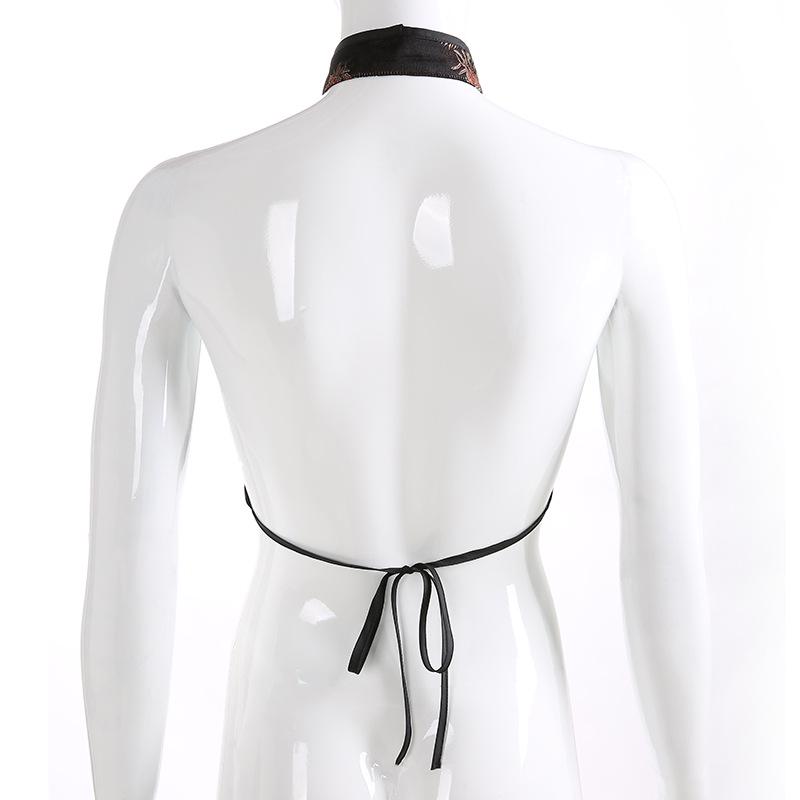 Женские топы Cheongsam, традиционный традиционный китайский дракон с вышивкой, открытая спина, Холтер, винтажный вечерний укороченный топ с запахом, жилет