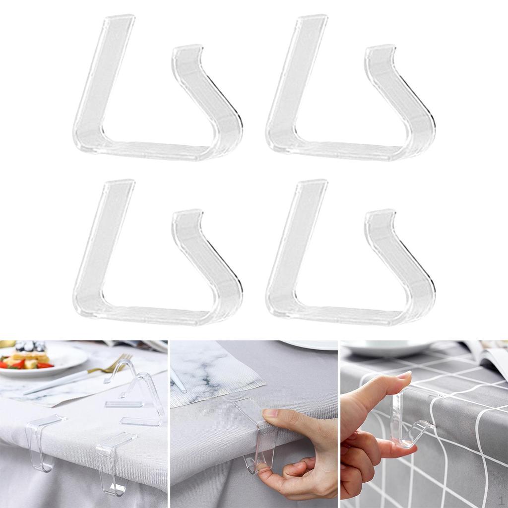 4 Pieces Clear Tablecloth Clips, Table Cover Holder, , Transparent Cloth Clamps, Windproof for