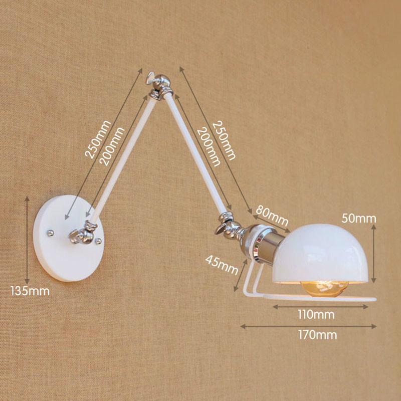 North Europe Modern White Retro Adjust Head Swing Arm Wall Lamps E27 Reading Light Workroom Bedside