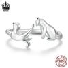 S925 Sterling Silver Cat Adjustable Ring - European & American Style SCR917