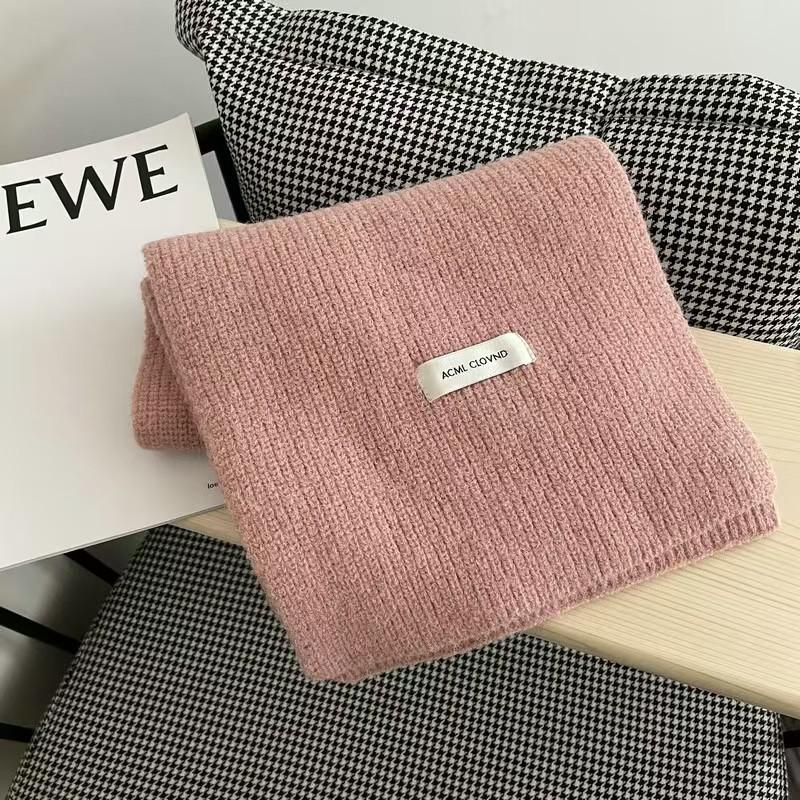 Solid Color Scarf Knitted Scarf for Women Korean Winter New Couple's Men's and Women's Style