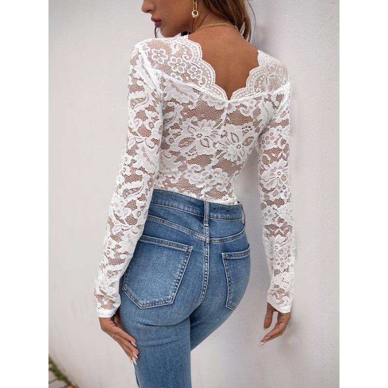 VEZFAA Женские модные повседневные боди с однотонным принтом весна-осень с длинным рукавом и V-образным вырезом