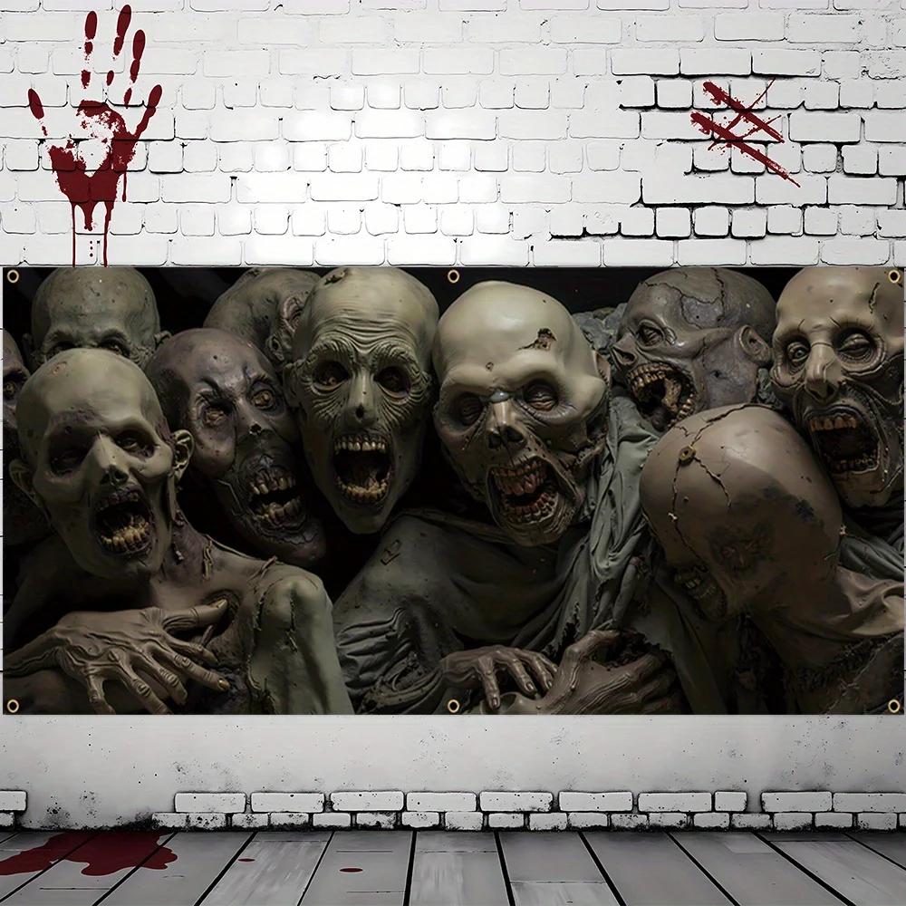 2D banner 1 piece, Halloween giant ghost, garage door decoration, outdoor wall decoration photo, Halloween decoration