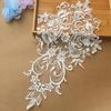 1Pc White Golden Patch Appliques Embroidery Lace Trim Fabric Cloth Sewing Patchwork DIY Craft 42*27cm