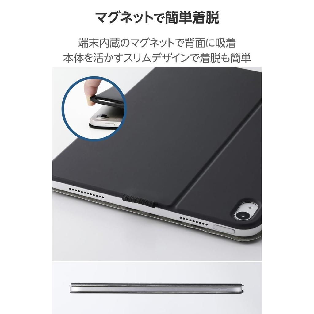 Чехол ELECOM для iPad 10.9 10-го поколения / 11 дюймов 11-го поколения, тонкий, с клапаном, из мягкой кожи, подставка с 7 положениями, функция сна/пробуждения, угол для рисования, черный TB-A25RWVDBK