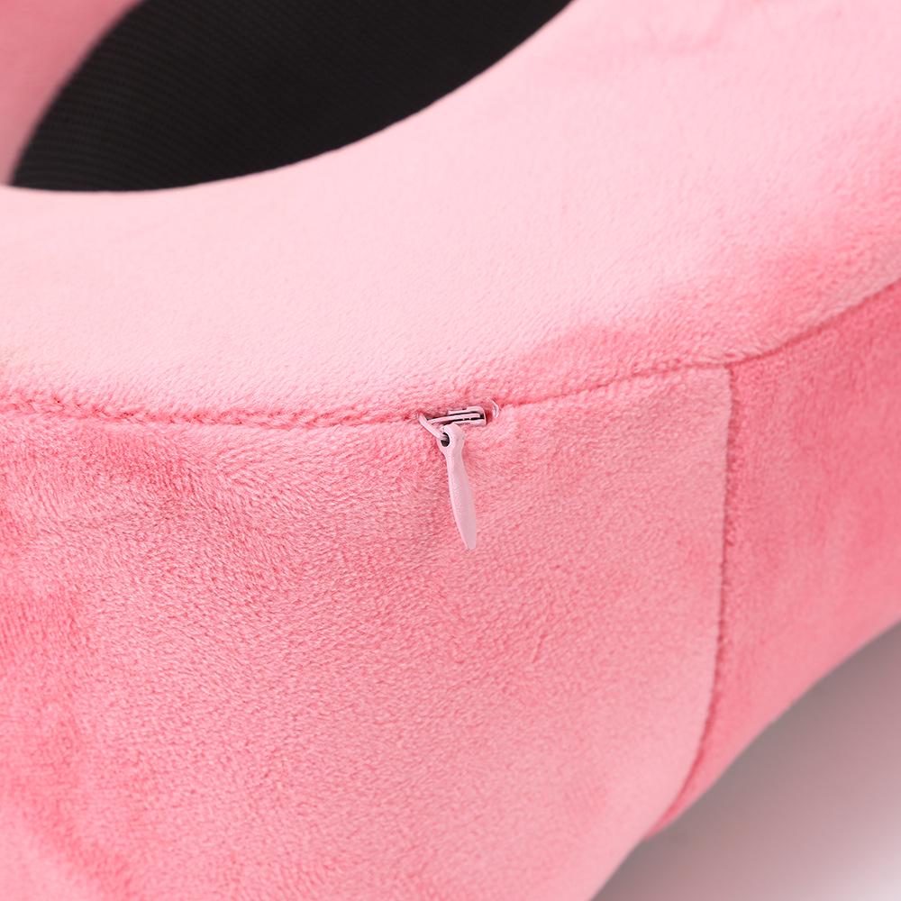 U-Shaped Memory Foam Neck Pillow with Buckle Design - Solid Color, Slow Rebound, Foldable for Office Naps