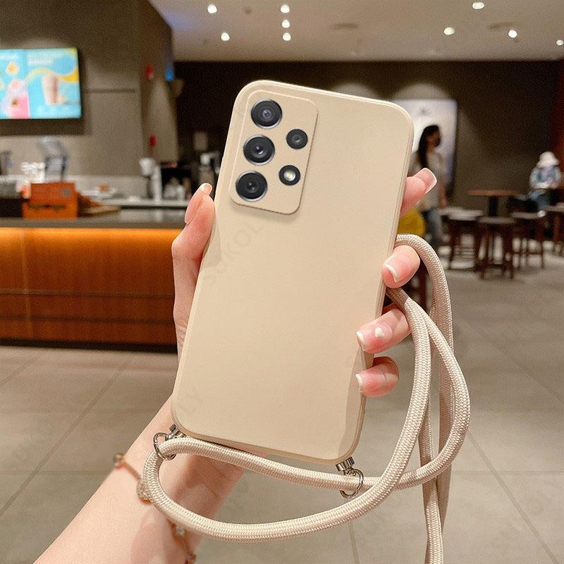 Мягкий ТПУ чехол со шнурком для Samsung Galaxy S25 Edge S24 S23 S22 Ultra S21 S24 FE A56 A52 A53 A54 A55 A16 5G, чехол-кроссбоди с ремешком