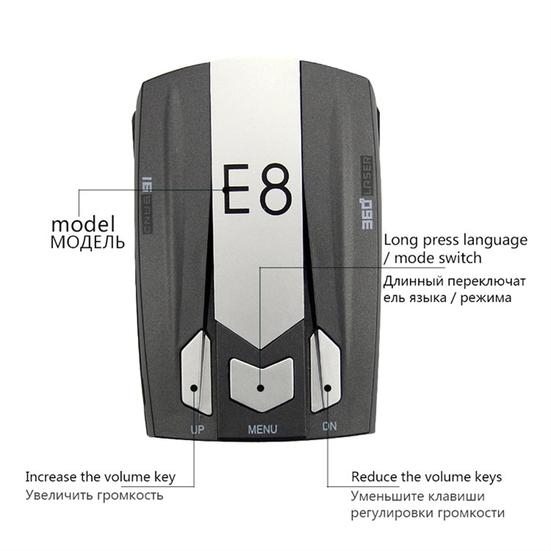 E8 Автомобильный радар-детектор безопасного вождения мобильного обнаружения 360