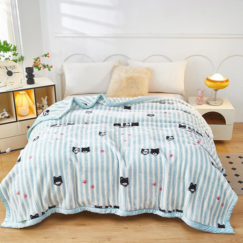 Thickened Raschel Blanket for Bed Sofa Double Layer Thick Warm Autumn Winter Comforter Cute Capybara Soft Plush Blanket
