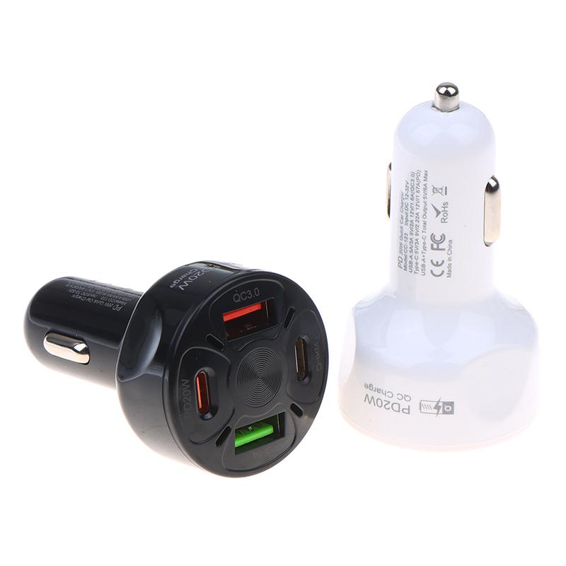 66 Вт 4-портовое USB автомобильное зарядное устройство Type-C Быстрая зарядка PD20W QC3.0 Зарядное устройство для телефона Автомобильный прикуриватель Быстрая зарядка