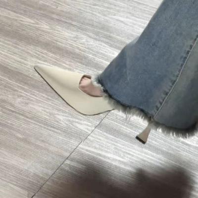 Туфли-лодочки на высоком каблуке с черным ремешком сзади весна и лето с юбкой одинарная обувь сандалии женские черные