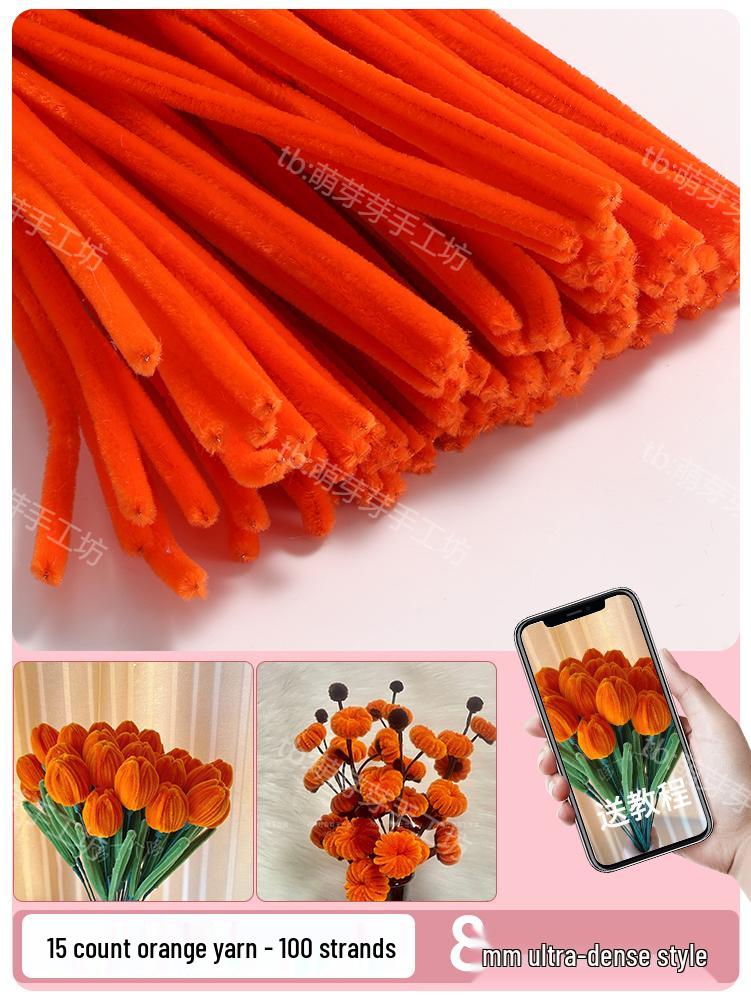 Thickened White Chenille Pipe Cleaners - Mixed Colors for DIY Bouquet Crafts