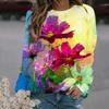 Fashion Spring And Autumn 3D Oil Paintings Printed Long Sleeve T Shirt Women Florals Pullover Harajuku Clothing Women Tops