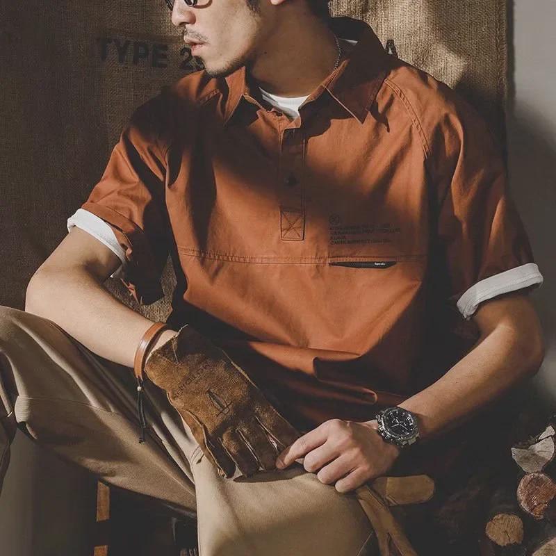 Мужская рубашка-поло свободного кроя с коротким рукавом 2022 года в стиле ретро