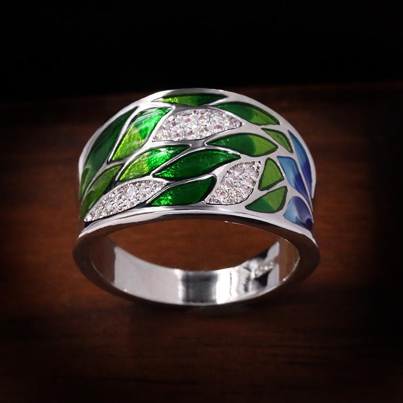 European and American Women's Rings Colorful Enamel Flowers Fashionable Personalized Accessories