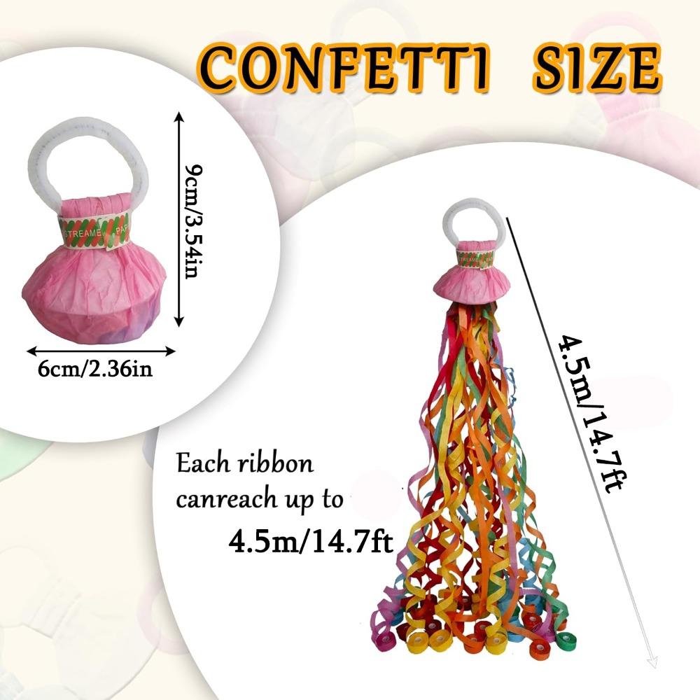 10pcs Hand Throw Streamer Poppers 5 Color Mix No Mess Confetti Poppers Party Poppers No Mess Streamers Easy To Clean Hand-thrown Colorful Streamers