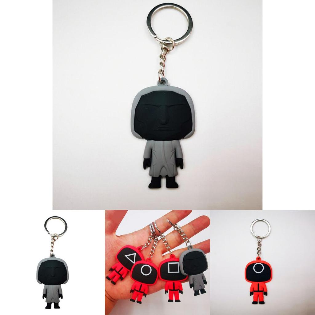 Squid Game Keychain With Red Guard Staff Worker Figure For Bags And Backpacks