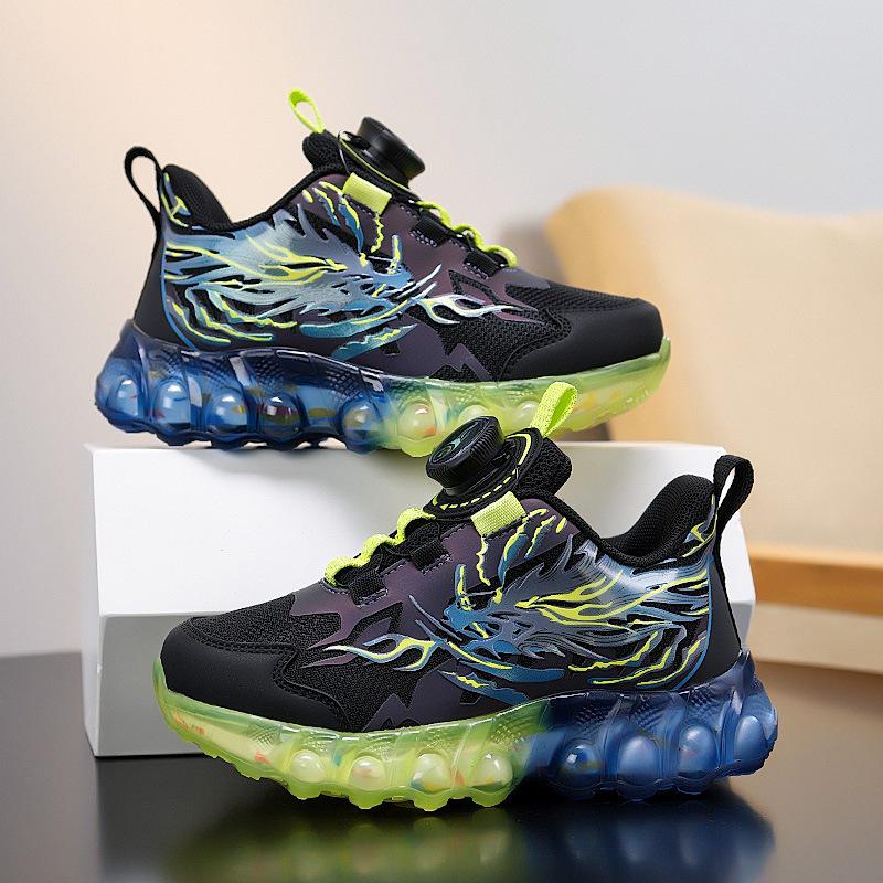 Дышащие спортивные кроссовки для мальчиков Осень 2025 с вращающейся пряжкой для бега