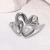 Romantic Stainless Steel Hollow Heart Rings for Women Men Personalized Design Opening Rings Jewelry Wedding Commemorative Gifts