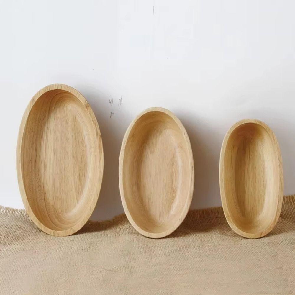 Flat Bottom Japanese Salad Bowl Stackable Fruit Platter Multi-Sized Wooden Tableware Tray Nuts
