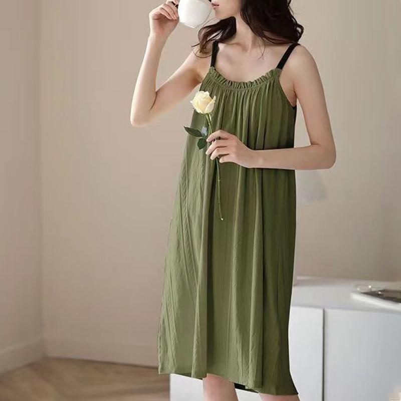 Sleeping Skirt for Women, Summer Short Sleeved Suspender for Casual Women, Medium Length, Suitable To Wear Externally