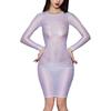 Womens See-Through Bodycon Dress Long Sleeve High Stretchy Skinny Lingerie Dress Nightwear