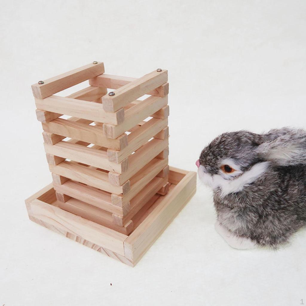 Wooden Rabbit Hay Feeder Rack Food Dispenser Foldable Holder Feeding Manager for Cage