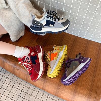 Мода Модный тренд Повседневная обувь на толстой подошве для женщин 2025 Новая осенняя обувь с цветными блоками Удобные универсальные кроссовки на низкой платформе