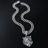 Men Hip Hop 3D Tiger Pendant Necklace with 13mm Crystal Cuban Chain Iced Out Bling Necklaces HipHop Women Fashion Charm Jewelry