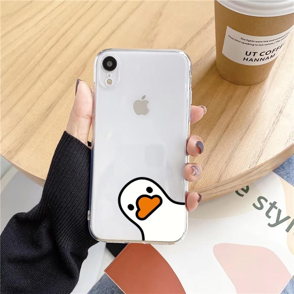Смешной чехол для телефона с уткой для iPhone 16 15 14 13 12 11 Pro Max XS X XR 7 8 SE Прозрачная крышка Funda