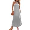 Женское платье с халтер-воротом, открытыми плечами, без рукавов, свободное макси-платье с карманами, летнее пляжное платье для отдыха