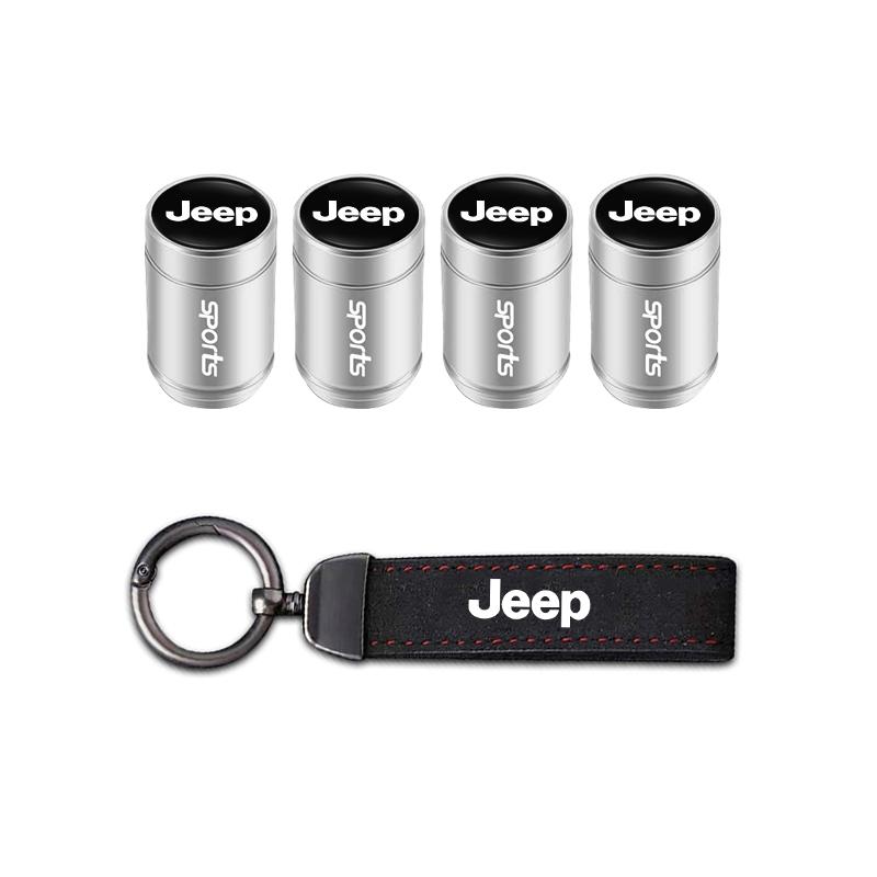 Car Tire Wheel Valve Caps Cover Car Key Chain Ring Keychain For Jeep Wrangler Grand Cherokee Avenger Compass Wagoneer Gladiator AKV1
