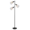 Industrial Design Floor Lamp 3 Bulbs Max. 40 W Cage Lampshade Black Metal