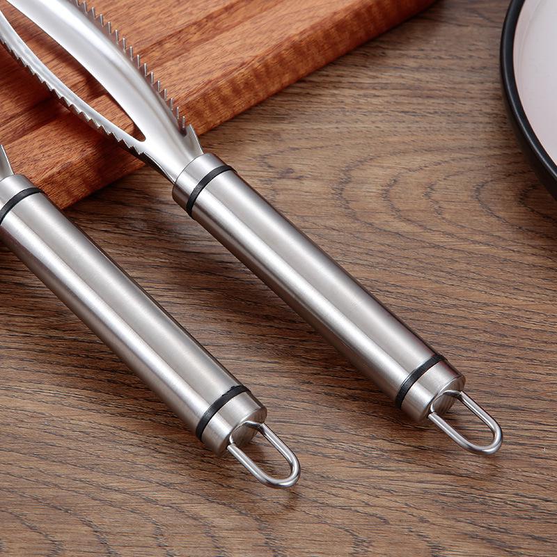 Двурядная пилообразная рыбочистка из нержавеющей стали - Инструмент для быстрой чистки рыбы от чешуи, Простой в использовании и долговечный для кухни