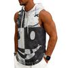 Мужская безрукавка-худи Повседневная майка с капюшоном на шнурке Хэллоуин Графический принт Легкий летний жилет