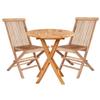 Garden Table Ø 70 Cm + 2 Teak Chairs