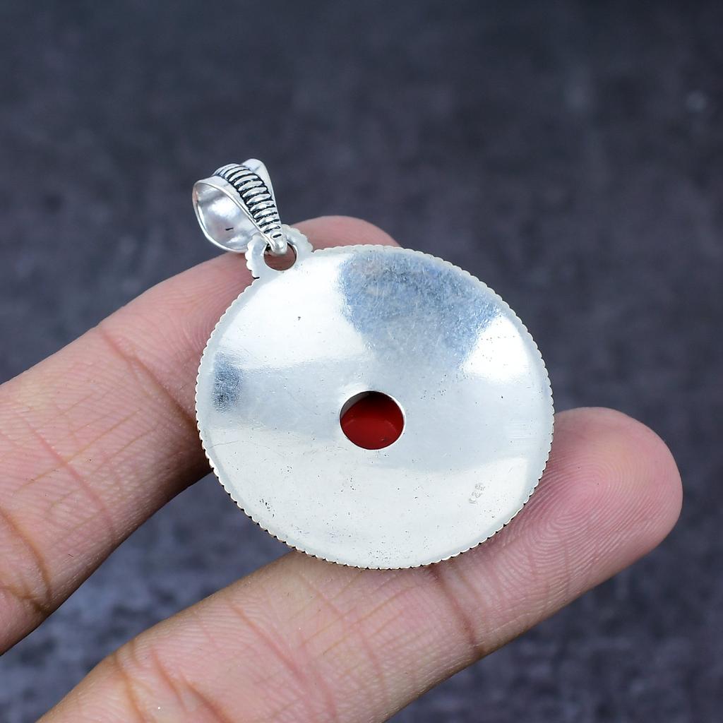 Подвеска из натурального итальянского коралла ручной работы из стерлингового серебра 925 пробы 1,75 дюйма k5q20