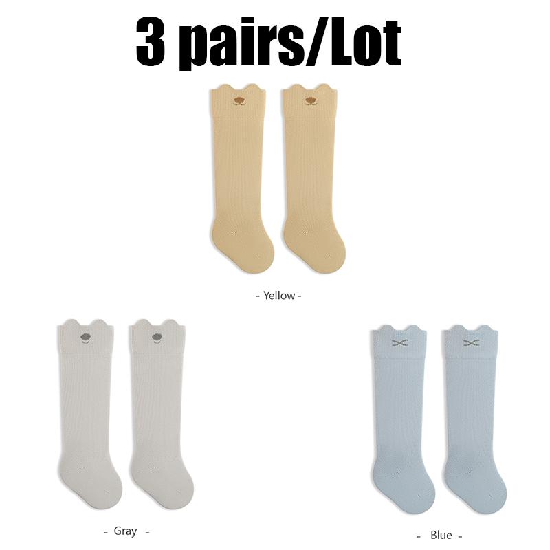 3 пары детских носков-гольф, мягкие детские носки до колена для новорожденных, дышащие детские носки для мальчиков и девочек, однотонные детские носки