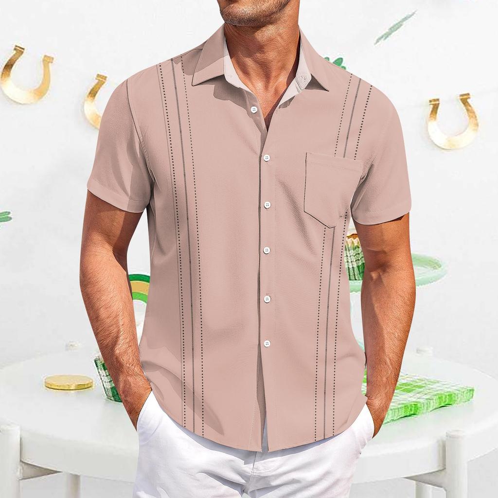 Men's Casual Short-sleeved Shirt Slim Fit Stylish Men's Hawaiian Print