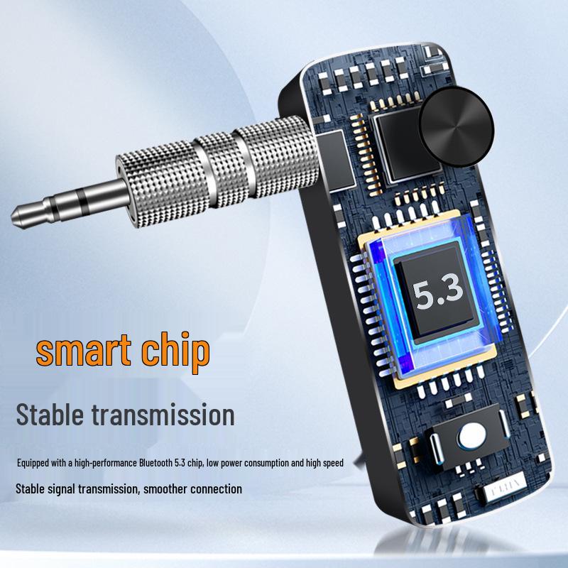 Bluetooth 5.3 Car Transmitter & Receiver - Hands-free Wireless 3.5mm AUX Audio Adapter