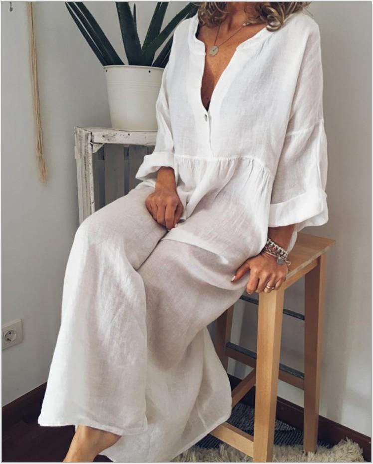 Women Cotton Linen Maxi Long Dress Holiday Casual Loose Kaftan Sundress Plus Size