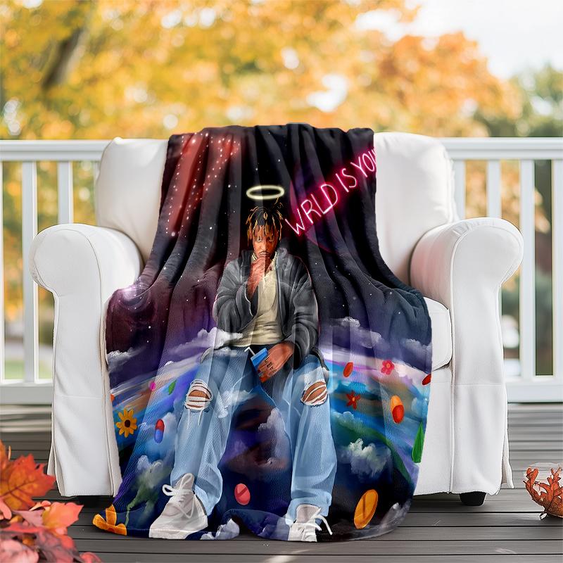 Juice WRLD printed throw blanket—soft,warm;versatile blanket for all seasons—perfect as &air-conditioning throw,nap blanket
