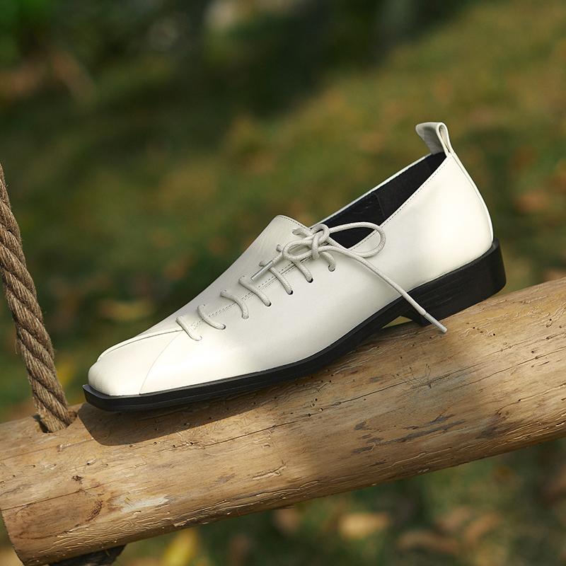 2025 Весна Лето Новые Женские Туфли Низкий Каблук Квадратный Носок Базовые Повседневные Рабочие Удобные Мягкие Туфли Из Натуральной Кожи Женские Лаконичные